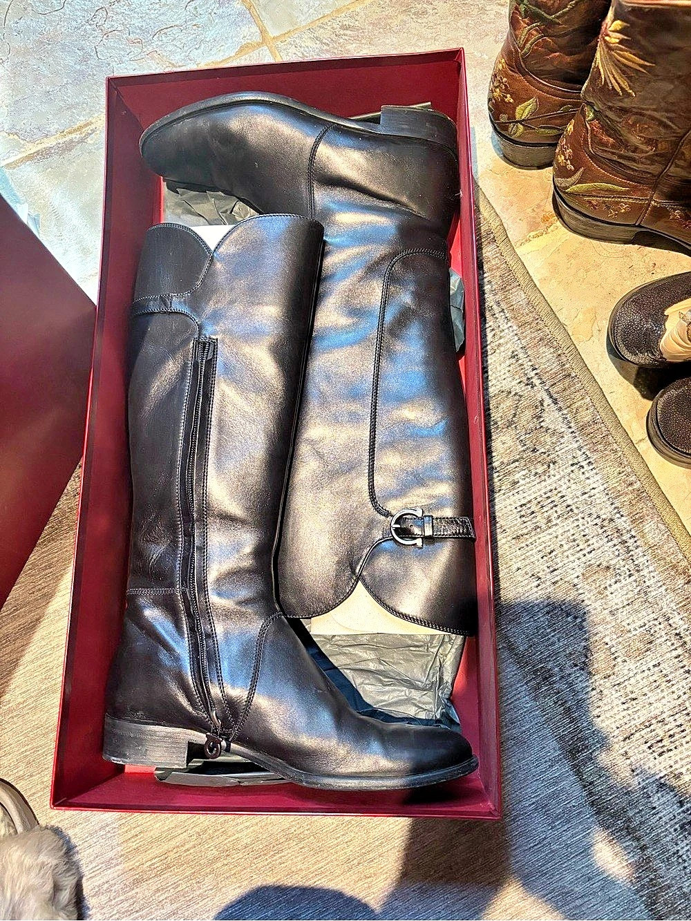 Salvatore Ferragamo Black Over-the-Knee Boots EU 38.5